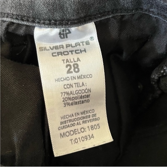 Silver Plate Jeans Co Black Designer Crotch Jeans Size 28 - Picture 7 of 8